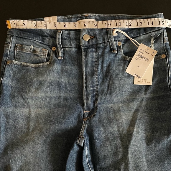 NWT Good American Good Waist Skinny Jeans Distressed Blue Wash Indigo144 Size 10 - Picture 8 of 10